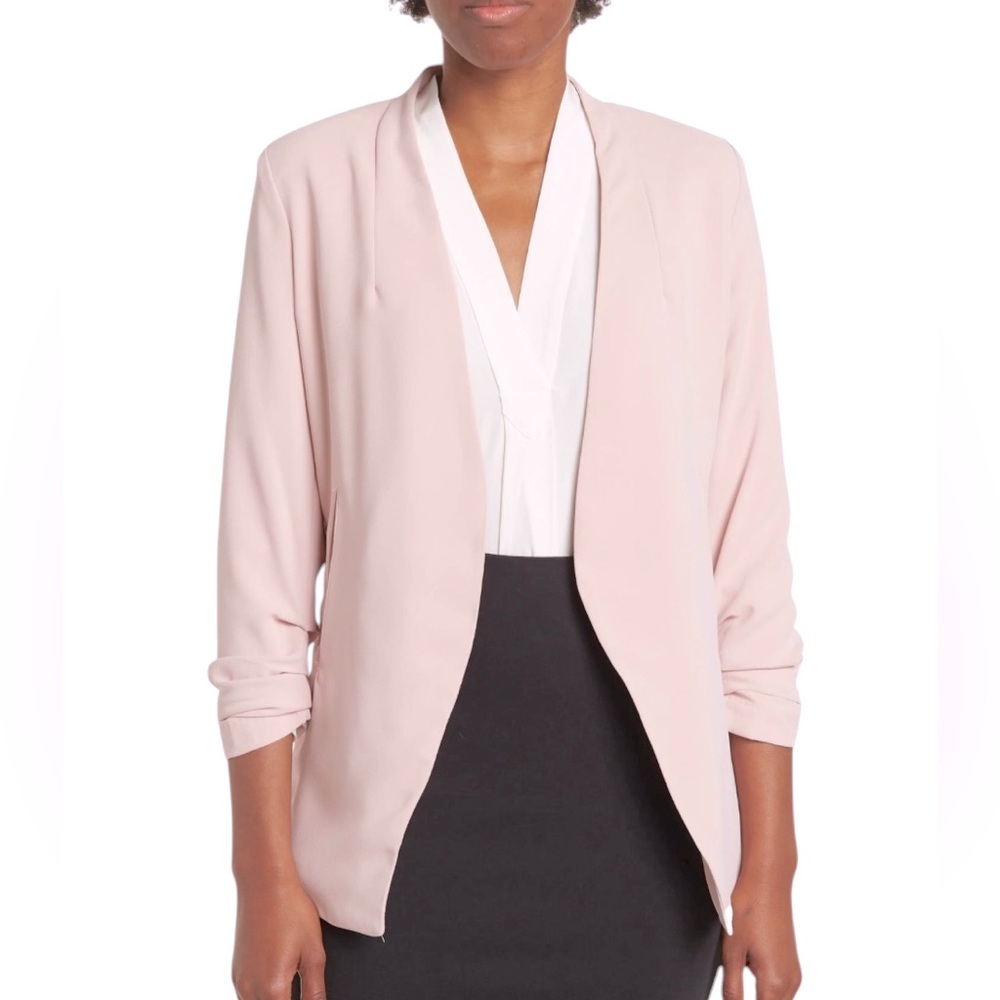 T TAHARI Ruched Sleeve Blazer